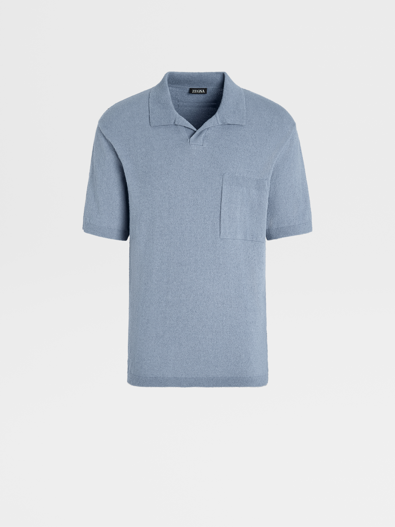 Avio Blue Cotton Blend Polo Shirt